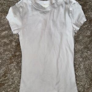 Ribbed White Short Sleeve Top